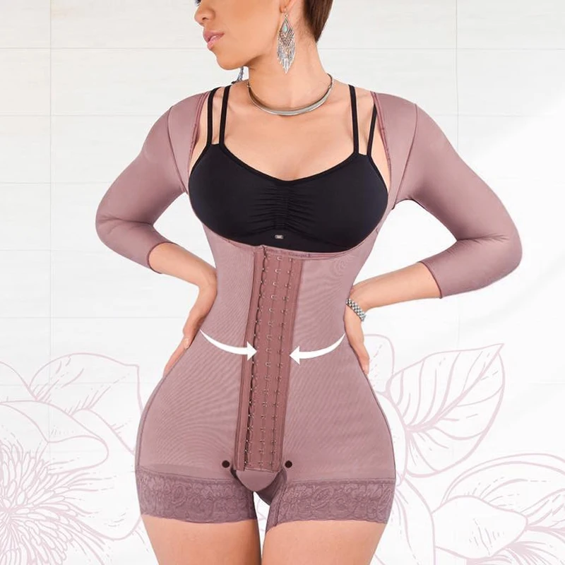 Hook And Eye Closure Breast Suppor Tummy Control High Comression Tummy Control Shapewear Slimming Fajas Lace Body Shaper