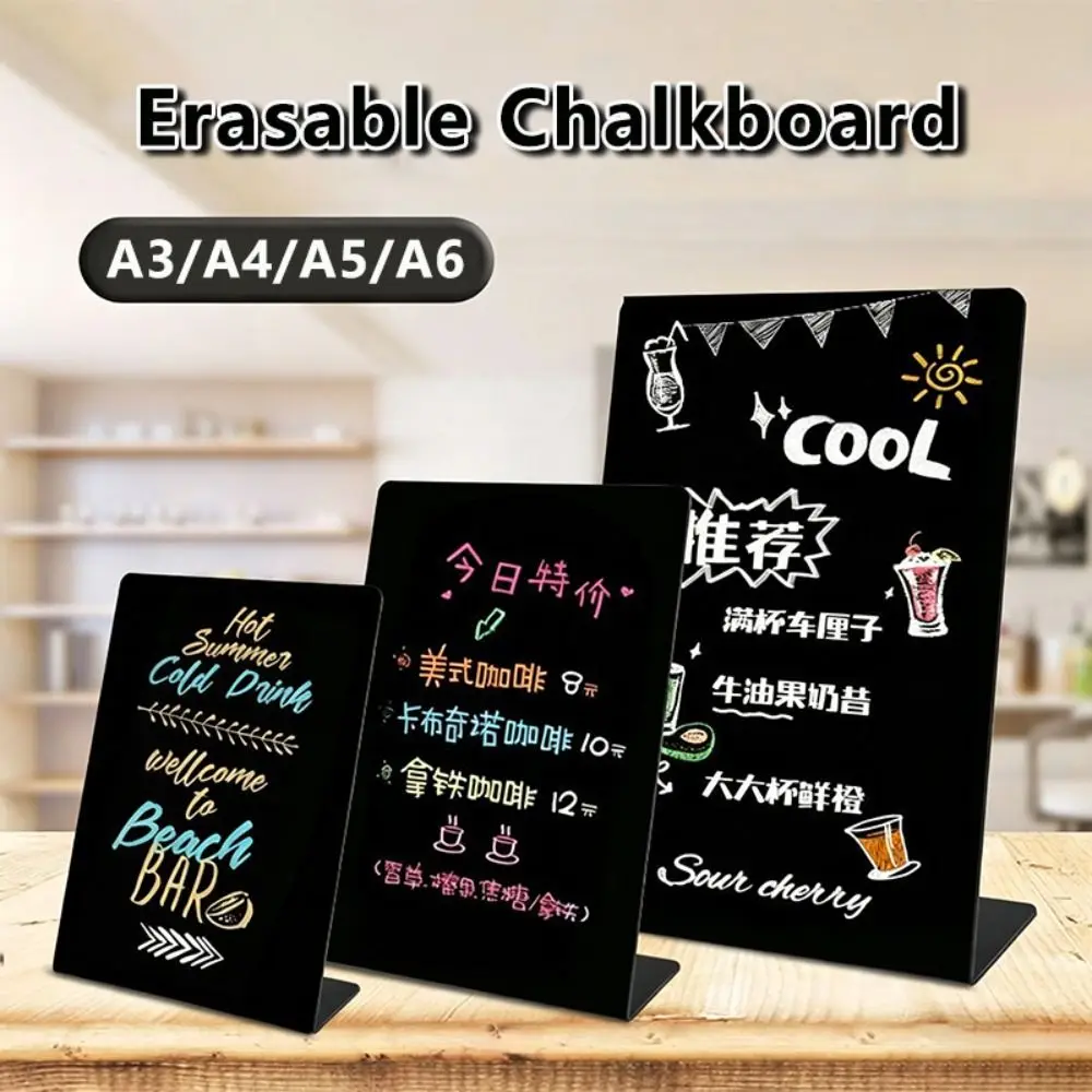 아크릴 칠판 A3/A4/A5/A6 재사용 가능한 탁상용 표지판 지울 수 있는 독립형 칠판