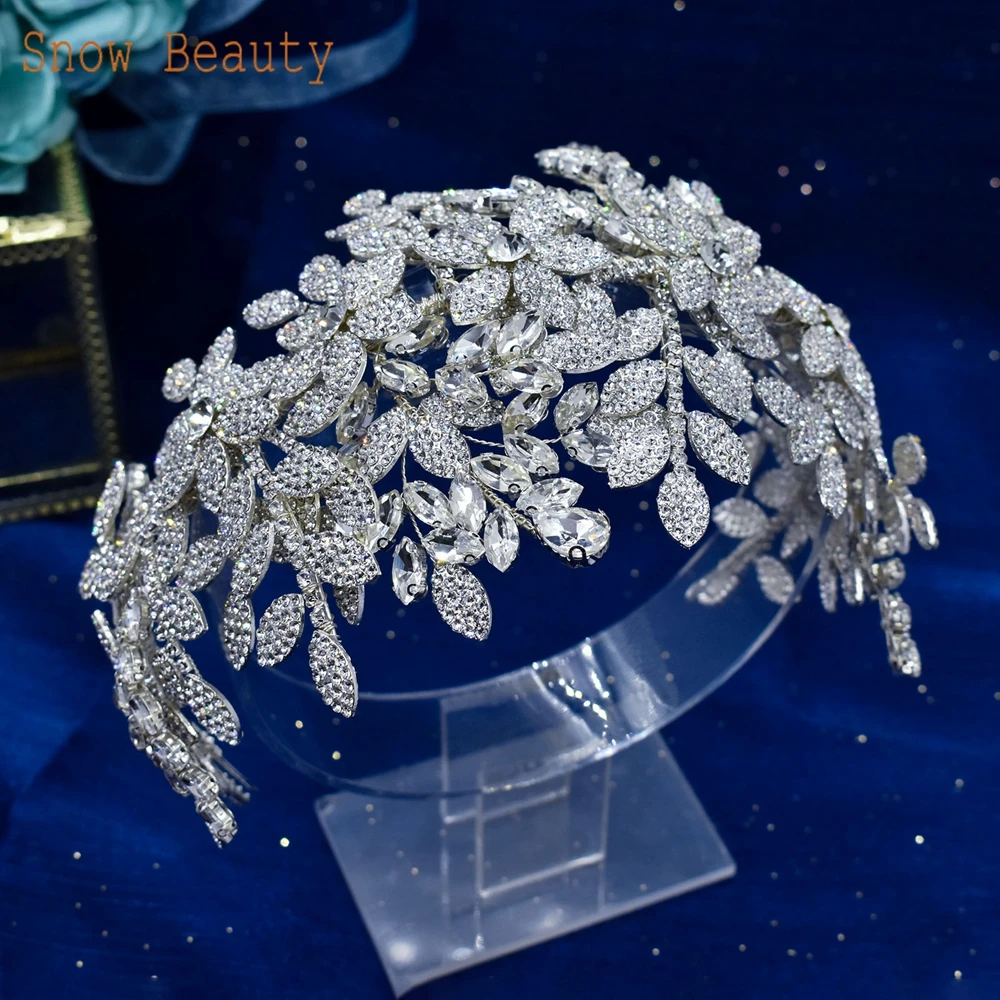 DZ027 Silver Bridal Crowns Elegant Wedding Headwear Crystal Tiara Party Jewelry Princess Head Band Rhinestone Bride Headpieces
