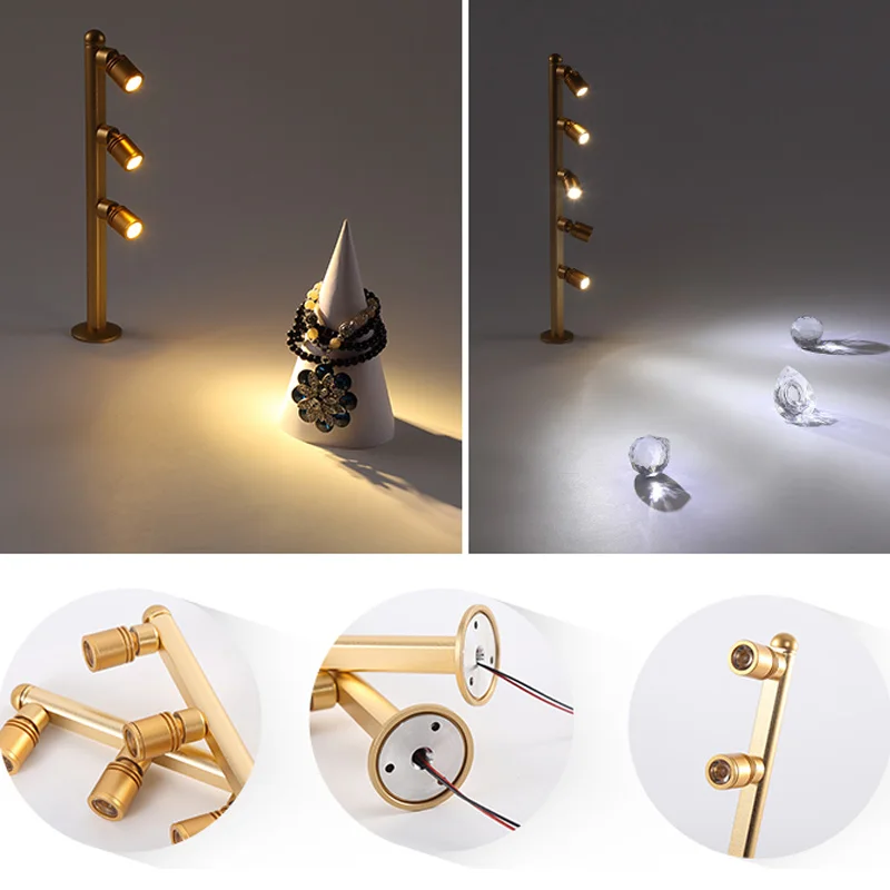 LED 쇼케이스 조명 1W 2W 3W 5W 조절 가능 스포트라이트 전시용 LED 보석 진열 조명 다이아몬드 매장용 40/175/200/365MM