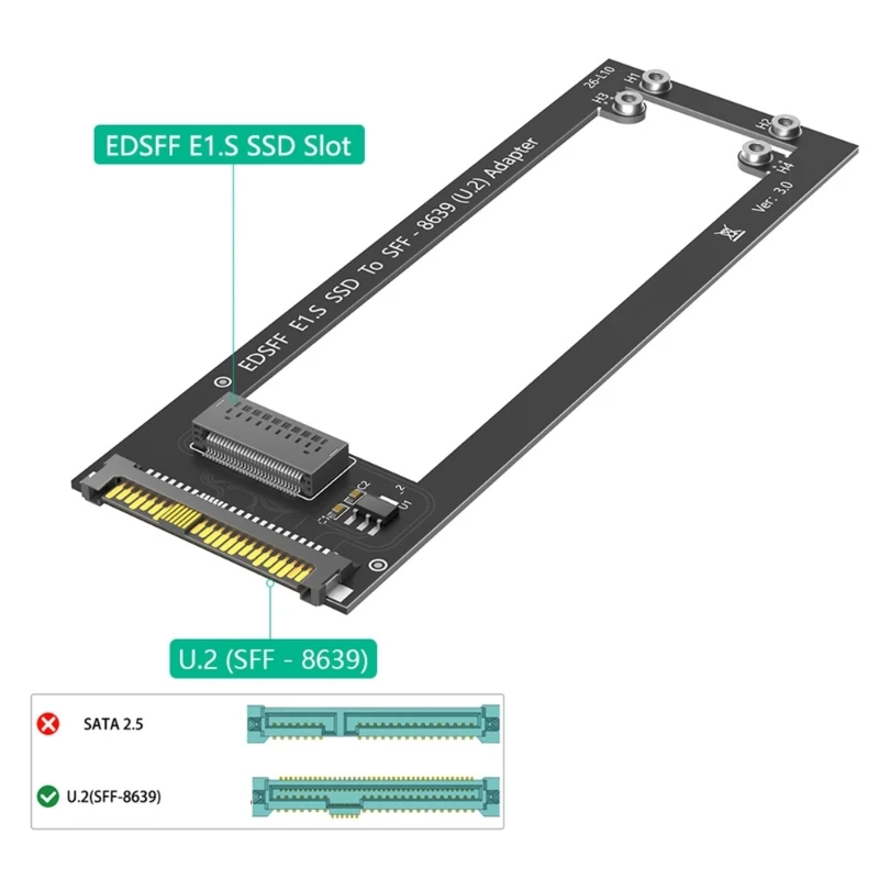 서버 및 워크스테이션 환경의 NVMe 드라이브용 EDSFF E1.S SFF8639 U.2 인터페이스 변환기 카드