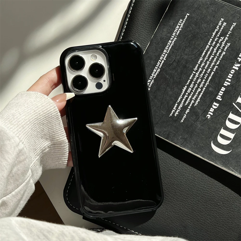 Y2K Cute Plating 3D Star Soap Phone Case For iPhone 16 15 14 13