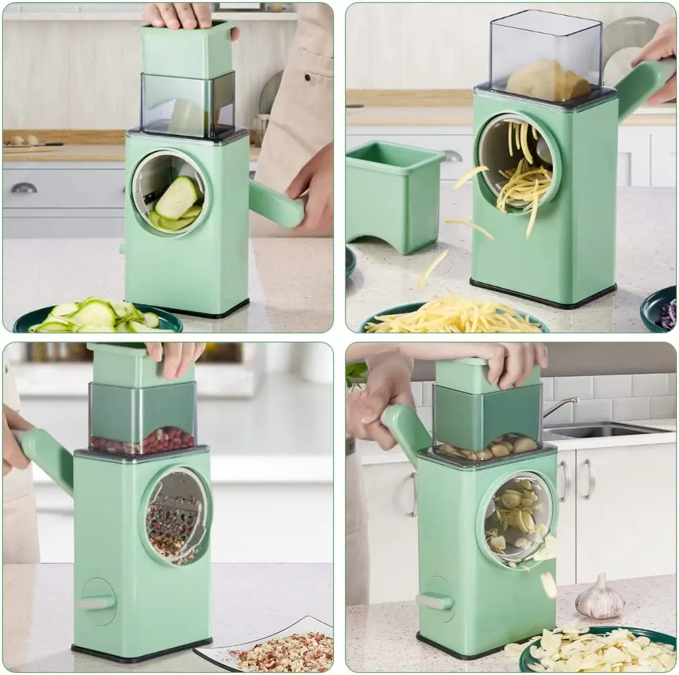 3 In 1 Manual Vegetable Slicer Potato Chopper Rotary Cheese Grater Veggie Chopper Peeler Maker Machine 