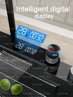 Embossed Stainless Steel Waterfall Kitchen Sink With Digital Display Washbasin Multifunctional large single slot Left Side Drain 2