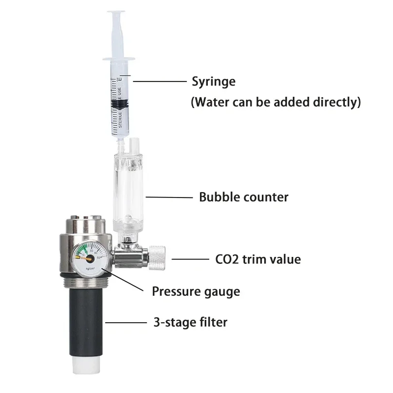 1L 2L CO2 Cylinder Generator System Aquarium CO2 Generator Stainless Steel Water Injection Bubble Meter Aquatic Plant Fish Tank co2 generator kit,aquarium co2 generator