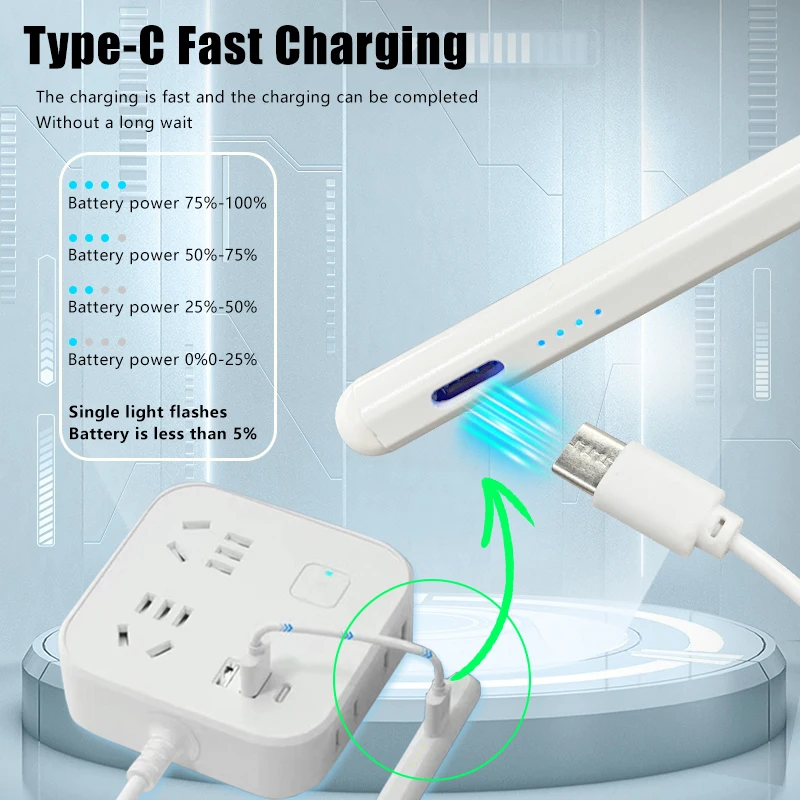 Stylus Pen for iPad Fast Charge Palm Rejection with Power Display Led Indicators