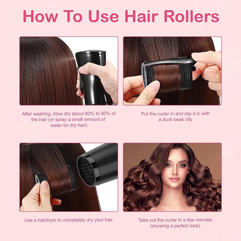 24-teiliges Set Selbsthaftende Haarwickler Ohne Hitze Haarklammern Lockenwickler Hitzefreie Locken Haarvolumen Selbstklebende Haken DIY Styling-Werkzeuge – Detail 4
