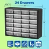 Akro-Mils 10124 24 Drawer Plastic Parts Storage Hardware and Craft Cabinet 20 W x 6-Inch D x 16 H Yellow 3