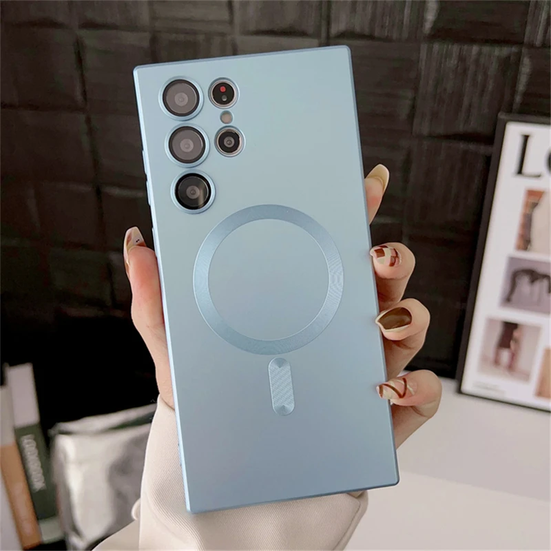 Magsafe-Compatible Magnetic Wireless Charging Case with Glass Lens & Soft Silicone Cover