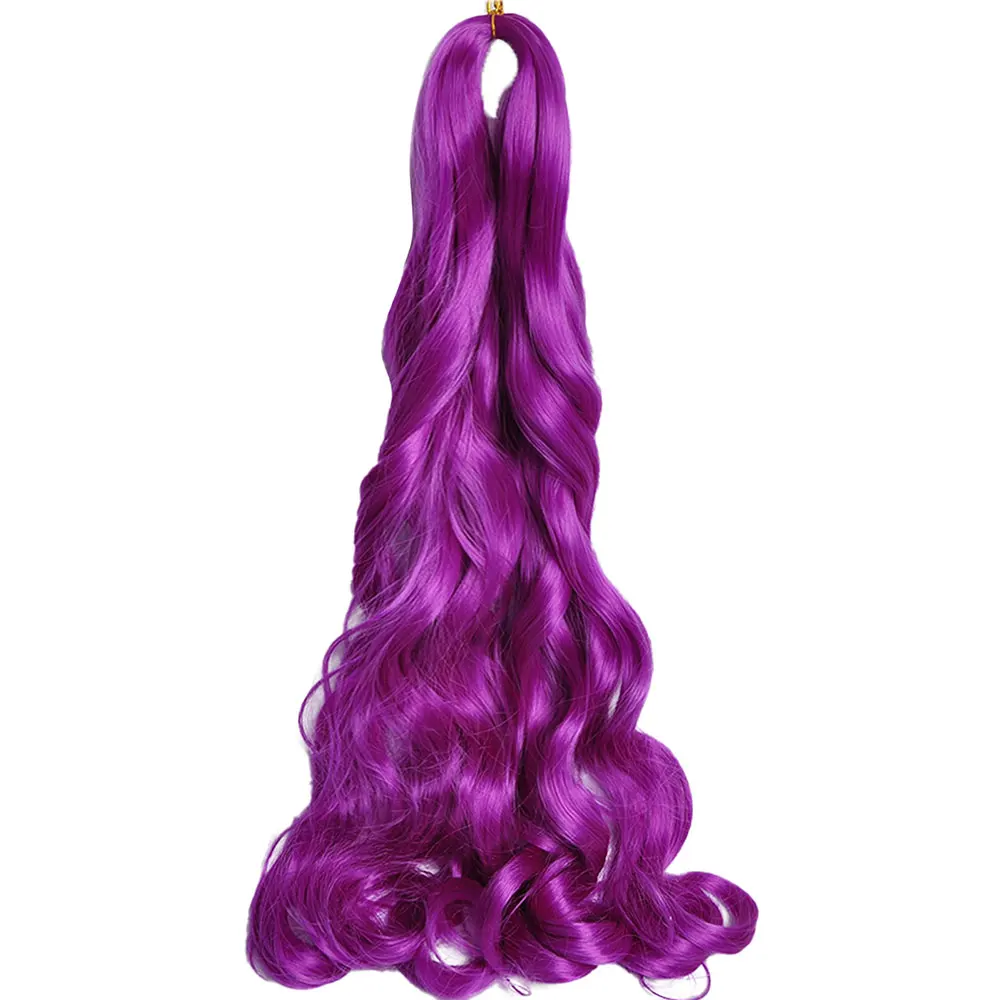 Purple French Curly Crochet Braiding Hair Synthetic Loose Wave Braids Hair for Women Spiral Curls Pre Stretched Hair Extensions 1