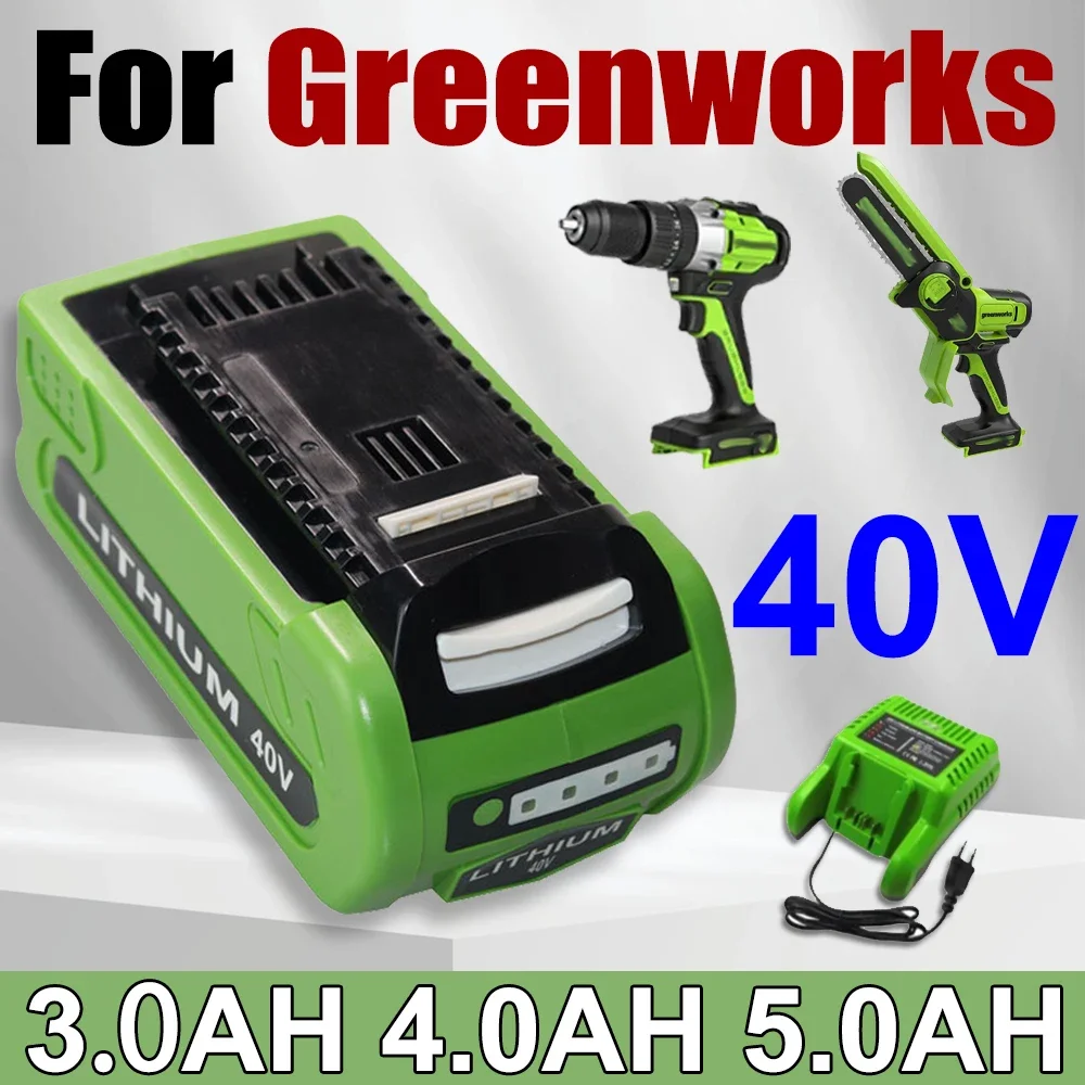 

Lithium ion rechargeable battery 40V 3.0 4.0 5.0ah suitable for GreEnworks 29462 29472 29282G Max Gmax lawn mower power tools