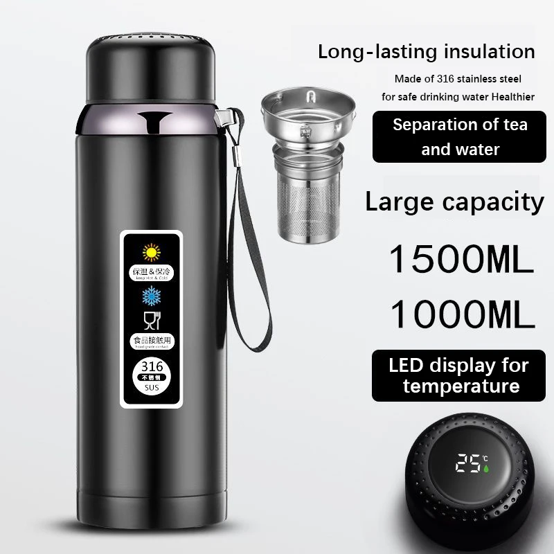 1500ml Coffee Thermos Bottle Keep Hot Cold Big Stainless Steel Thermal  Vacuum Flasks Water Bottle Tea Coffee Kettle 1000ml - AliExpress