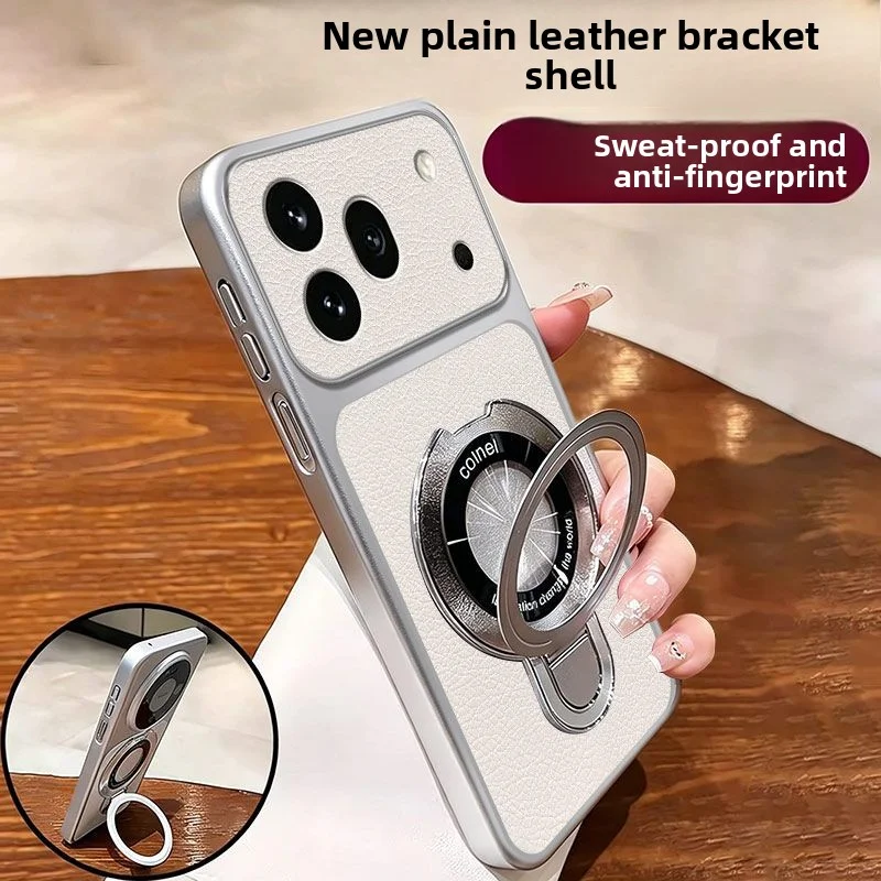 Huawei Honor Protective Case - Hard PC + Vegan Leather with Ring Stand