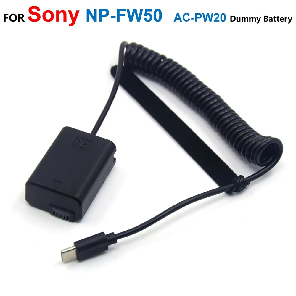 NPFW50 ACPW20 Dummy Battery USB C Power Bank PD Adapter Cable For