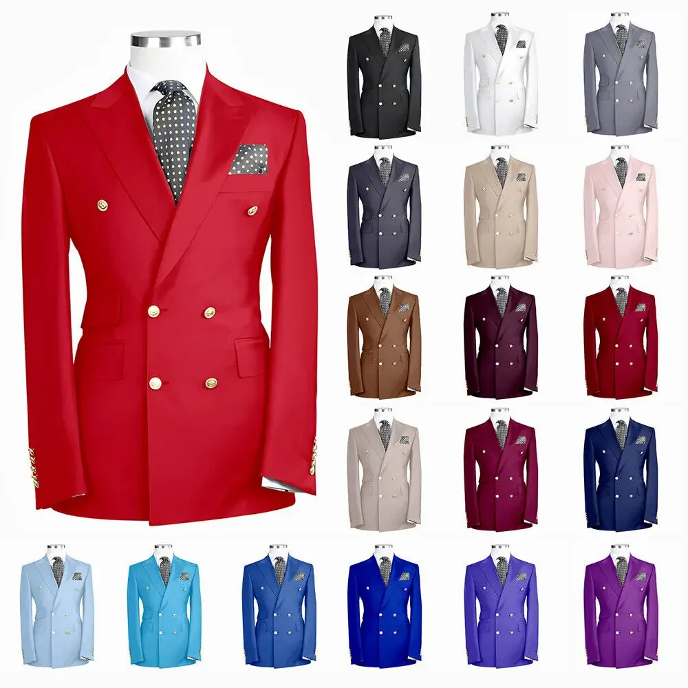 

Elegant Solid Men's Blazer Fashion Peak Lapel Double Breasted Jacket Formal Smart Casual Wedding Tuxedo Male Blazer Only 1 Piece