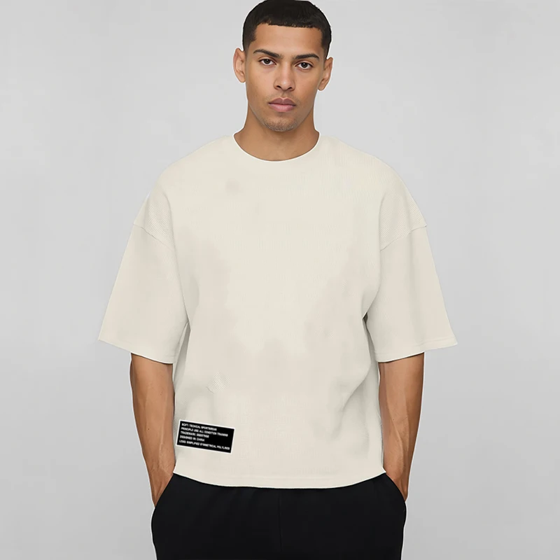 Oversized Boxy Fit Dropped Shoulders Running T-shirts Mens Cotton Heavyweight Half Sleeve Sports T Shirts Casual Gym Clothing