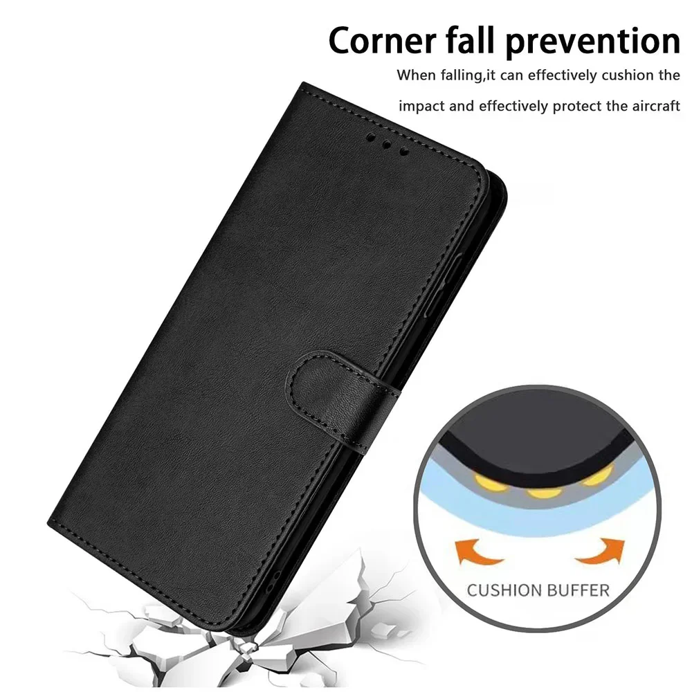 Leather Flip Wallet Case with Card Slots and Stand, Protective Phone Cover