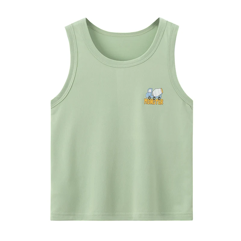 4 Pcs Children's Four Seasons Cute Printed Vest Boy Casual Joker T-shirt Girl Fashion Bottoming T-shirt Multicolor Combination 6