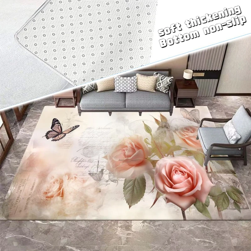 

Винтажные коврики с цветами для гостиной, 200x300 см, домашний декор, спальня, напольный коврик, нескользящий Декор для комнаты, большие коврики, моющиеся