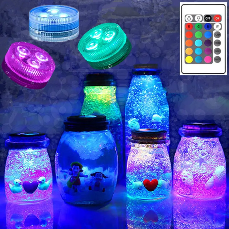 

IP65 Waterproof Submersible LED Lights Remote Control 10-1pcs LED Tea Mini Lights Underwater Lamp for Wedding Party Vase Decor