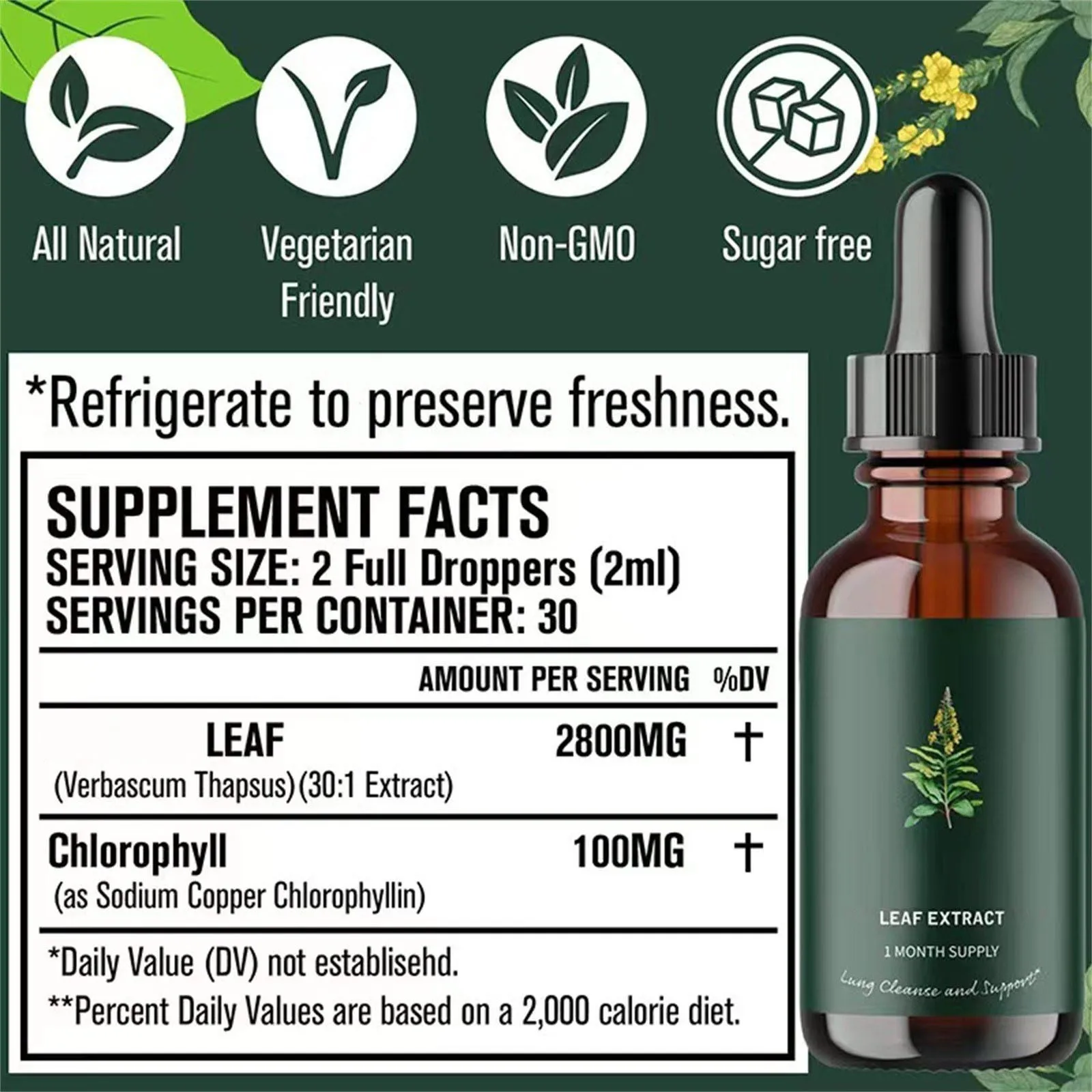Mullein Leaf Extract Support Nose Cleanse Respiratory Function Healthy Breathing Natural Supplement 30ml 2025 Gift Herbal Inhalation Essence