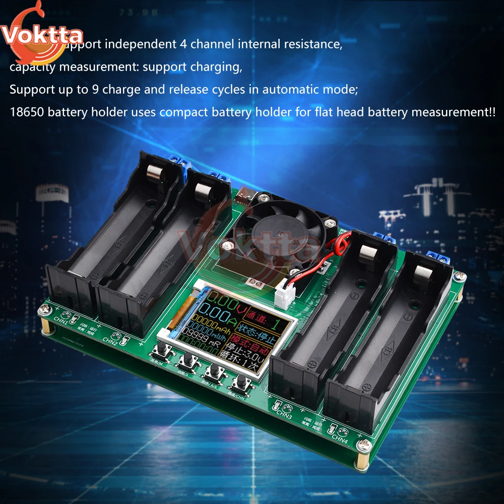 18650 Lithium Battery Capacity Tester MAh MWh Internal Resistance Tester Auto Charging and Discharging Module Power Detector 2