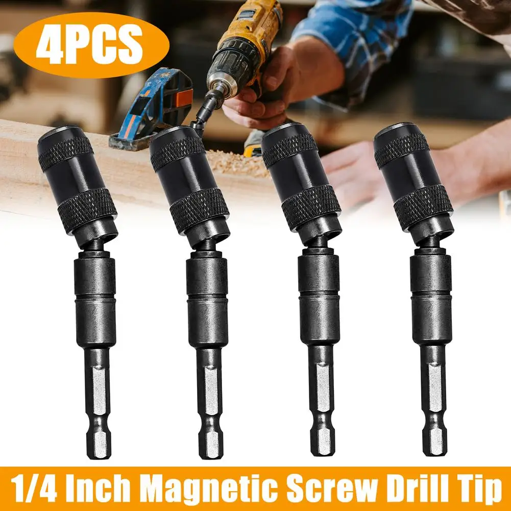 

4pcs Magnetic Pivot Drill Bit Holder With 20° Pivot Mode 1/4" Magnetic Screw Drill Tip Hex Pivoting Screwdriver Bit Holder