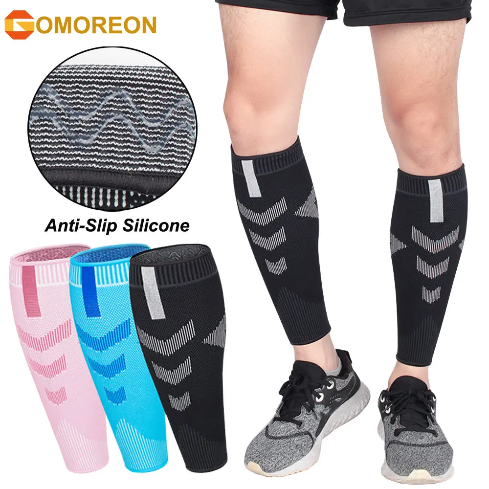 

GOMOREON 1Pair Calf Compression Sleeves - Leg Compression Socks for Runners, Shin Splint, Varicose Vein & Calf Pain Relief