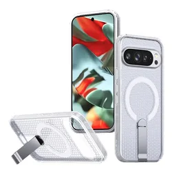 Transparent Heat Dissipation Magnetic Phone Case with PC Board Bracket - Vinyl (White)