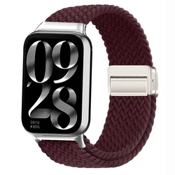 Magnetic Nylon Strap Bracelet Wristband Replacement for Redmi Watch 6 5 4 (Dark red)