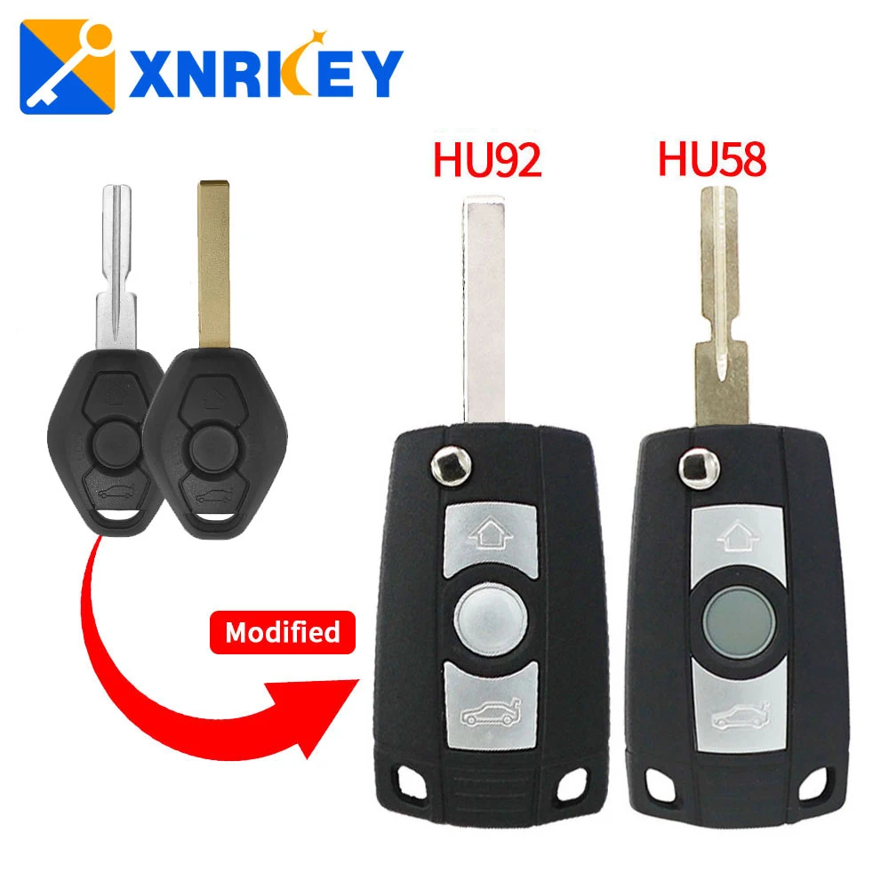 XNRKEY 3 Buttons Modified Remote Flip Key Shell for BMW E46 E36 E38 E39 E83 E53 Z3 Z4 X3 X5 325i 3 5 7 Series HU92/HU58 Blade xnrkey 3 buttons modified remote flip key shell for bmw e46 e36 e38 e39 e83 e53 z3 z4 x3 x5 325i 3 5 7 series hu92 hu58 blade