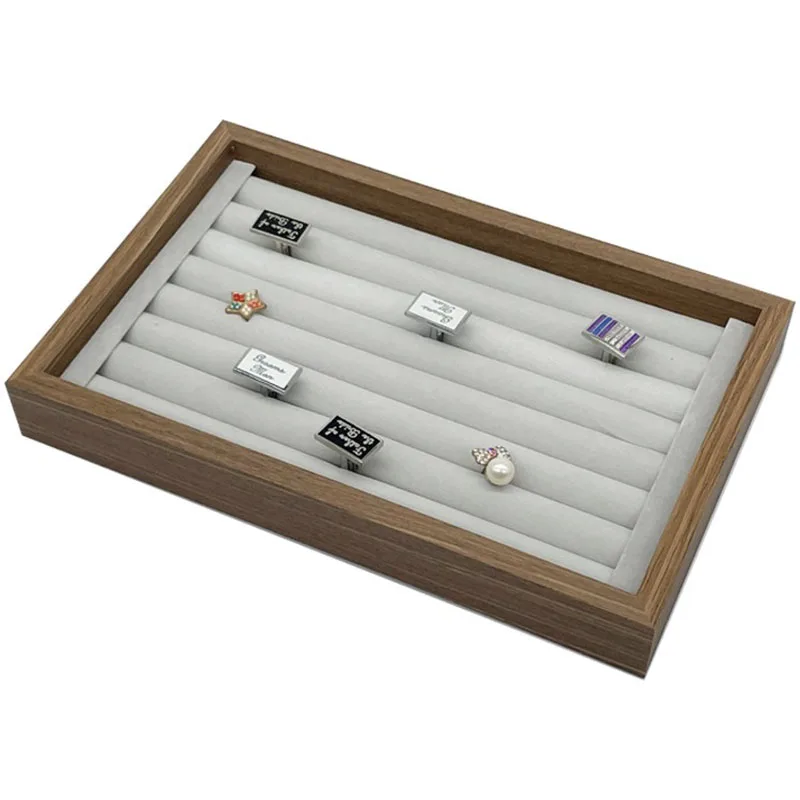 Walnut Jewelry Storage Box Women Ring Jewelry Organizer Boxes Necklace Bracelet Earrings Trinket Velvet Tray Display Accessories