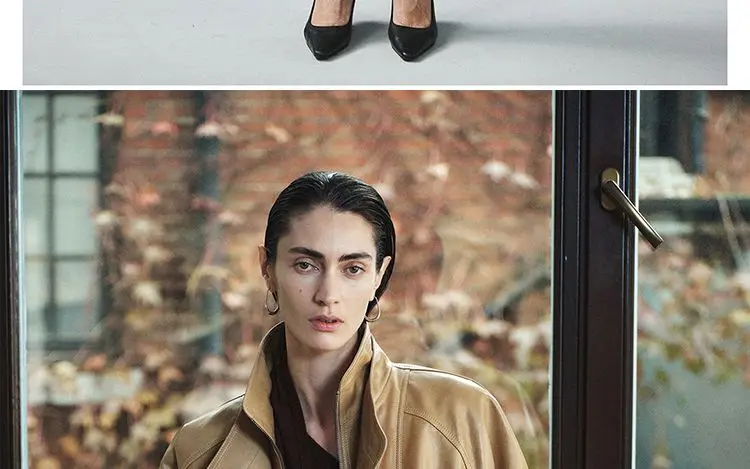 Women's Spring/Autumn Blouse Outerwear Jacket Faux Leather Jacket Double Collar Pleated Fitted Waist Retro Mid-Length Loose Fit