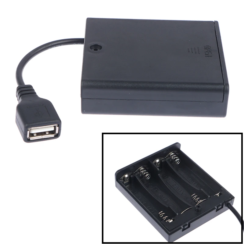 Scatola Batteria Usb 1Pc 4 X Aa Per Luci Di Striscia Led 5V Mini Alimentatore Usb