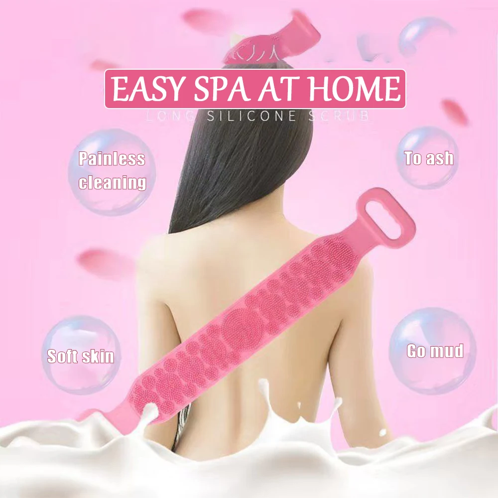 Bath exfoliating brush Body Sponge Silicone Brush Bath Towel Bath Gel Cleansing Skin Brush Massage Shower Extended Scrubber