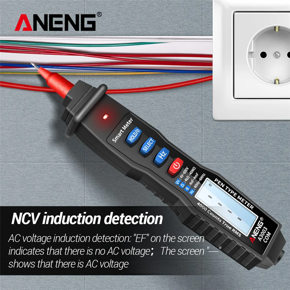 ANENG   Ƽ,  4000 īƮ Ʈ 跮, NCV AC DC   ĿнϽ ׽, A3003