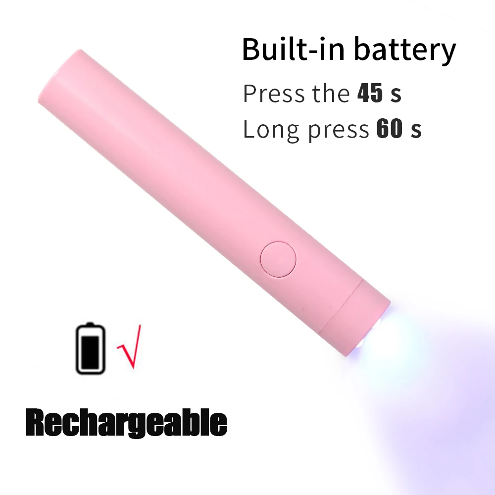 מנורת ייבוש לציפורניים ניידת LULAA LED Light Nail Lamp Portable Gel Polish Drying Lamps UV Curing Flashlight Machine Pin Cure עבור מייבש ציפורניים מקצועי