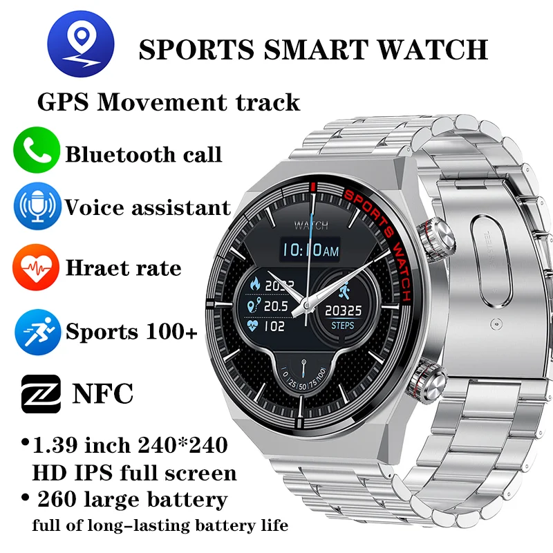 

For Xiaomi GPS Smart Watch for Women NFC Voice Assistant Bluetooth Call Heart Rate Monitoring Waterproof Sport Men's Smart Watch