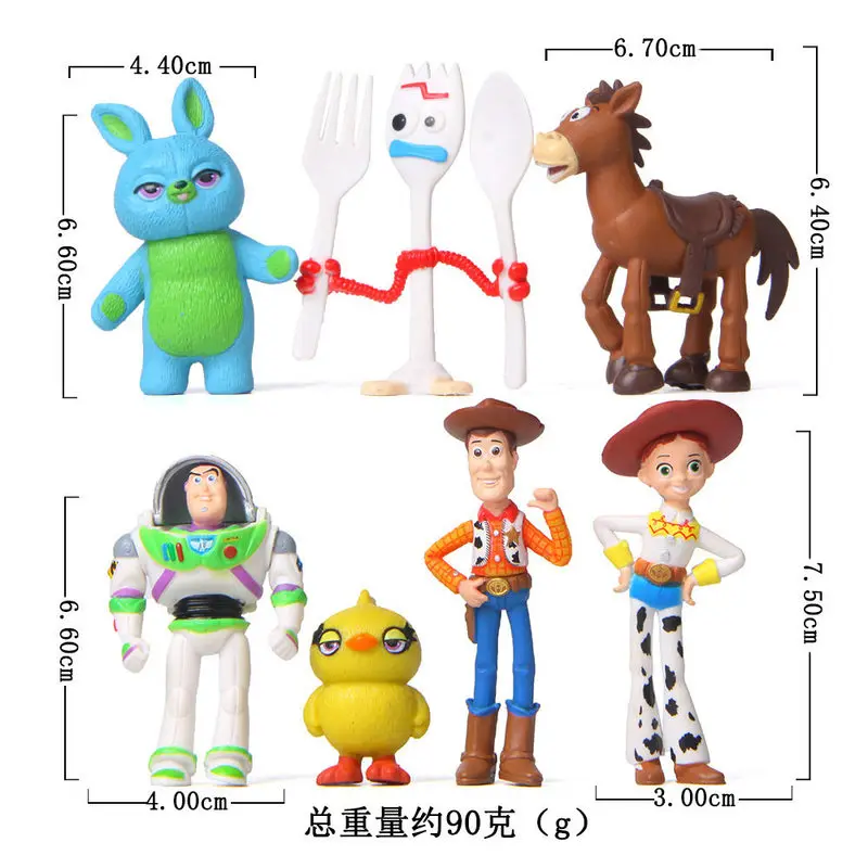 Hot 7pcs/Set Toy Story 4 Action Figures Toys Woody Jessie Buzz Lightyear Forky Pig Bear Figura Model Doll Figurine Kids Gifts - 5