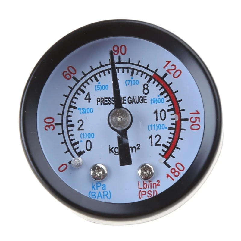 0~180PSI 0-12Bar Utility Air Pressure Gauge Fittings Connection for Air Compressor Water Oil Gas Diameter 4.2cm