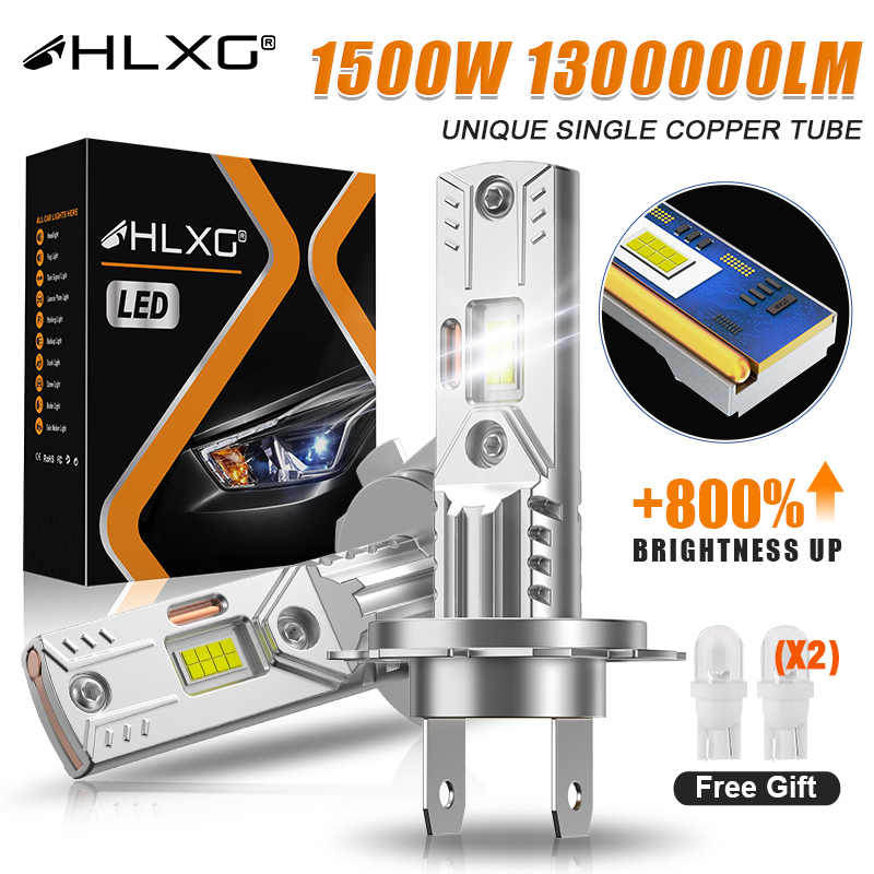 H7 H4 LED Car Headlight Bulbs 1500W Plug and Play 6000K 7535 CSP High Low Beam Light Mini Size Fanless Auto Lamps High Power 12V