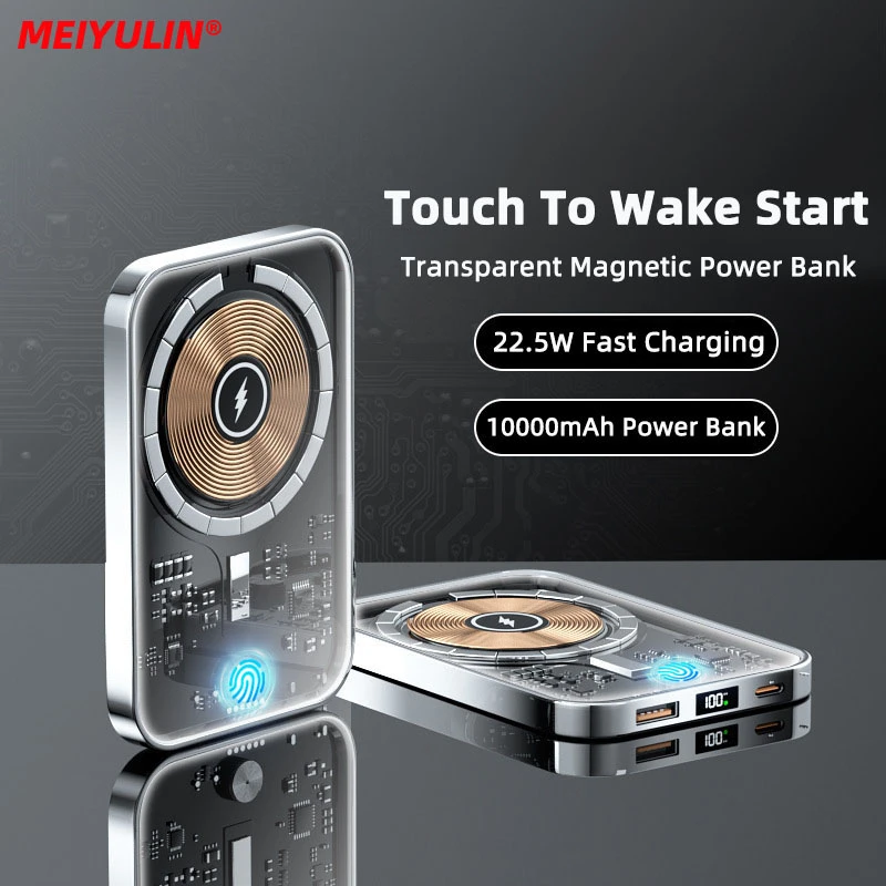 10000mah Transparent Wireless Power Bank Portable External