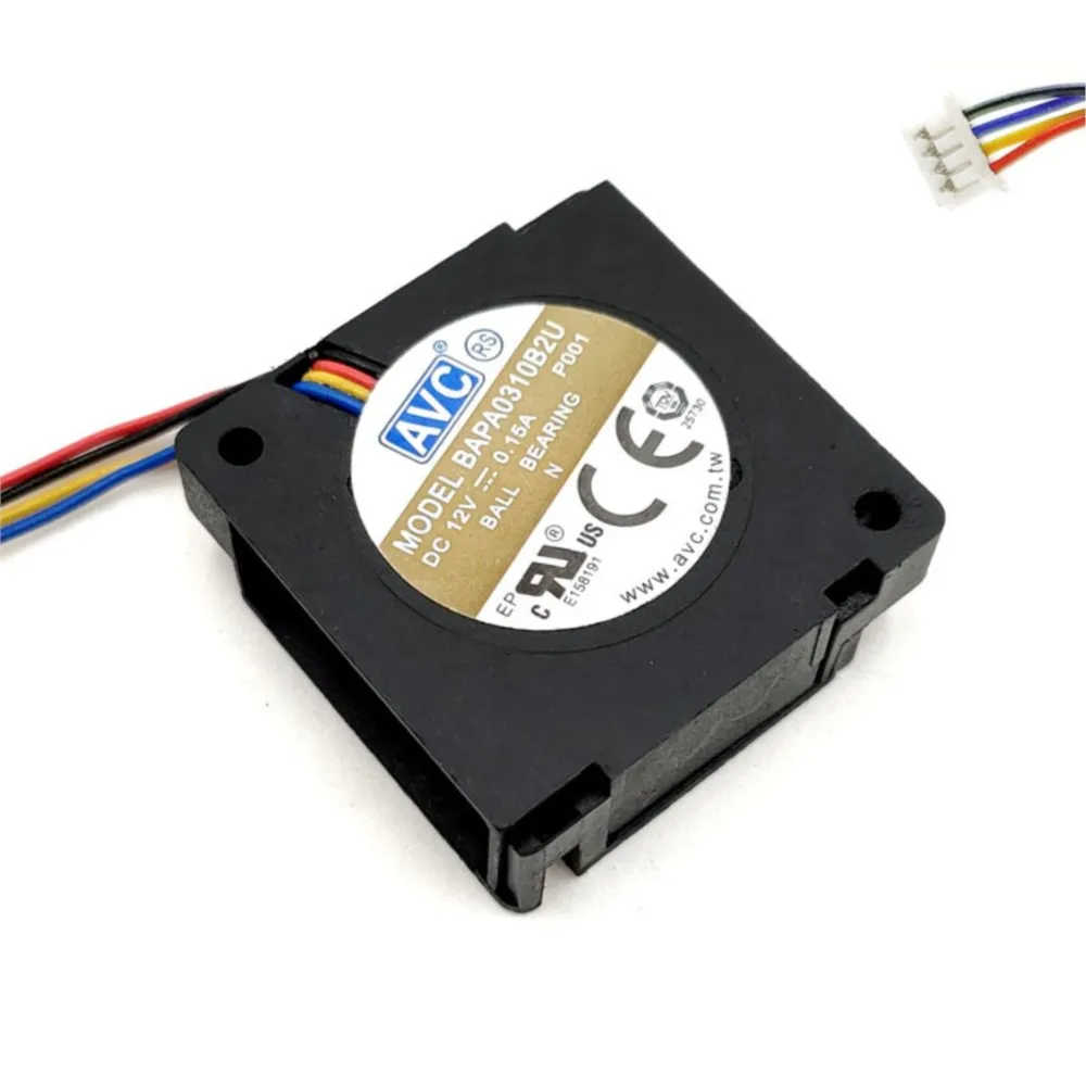 3D 프린터 냉각 터보 팬, 공기 DC 송풍기, AVC BAPA0310B2U, DC 12V 0.15A, 듀얼 볼 베어링, 30x30x10mm, 4 핀 쿨러 팬, 30mm, 3cm