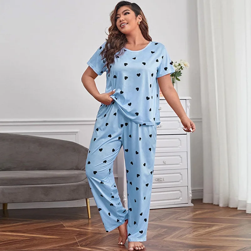 Plus Size XL-5XL Oversized Sleepwear Round Neck Women's Pajamas