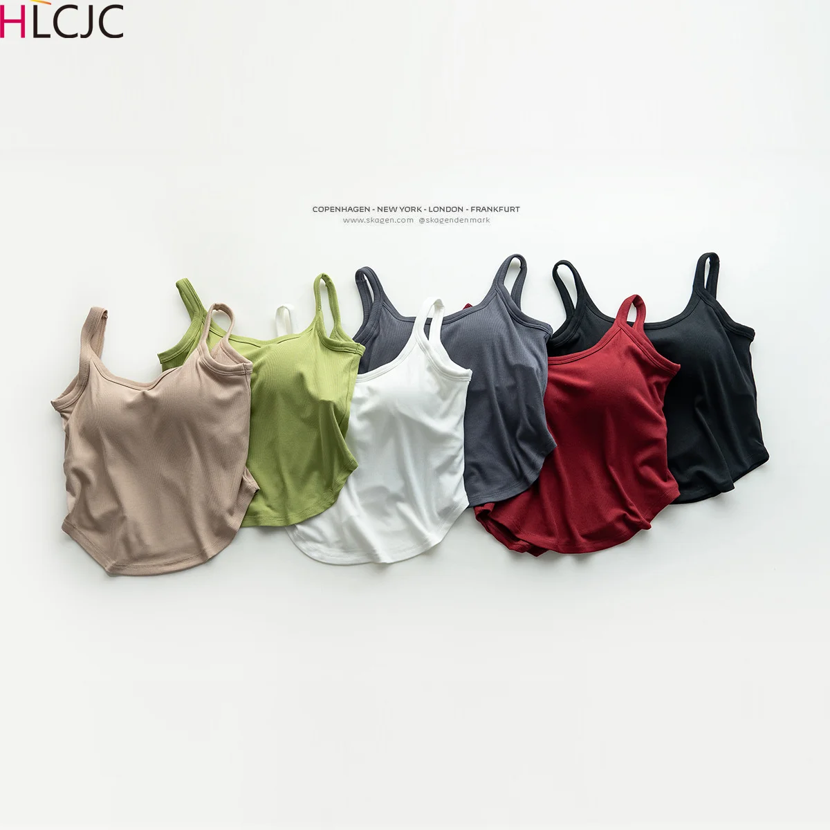

Summer Ribbed Camisole Women's Chest Pad Anti-light Bottoming Beautiful Back Underwear Short Top Can Be Worn Outside Wholesale