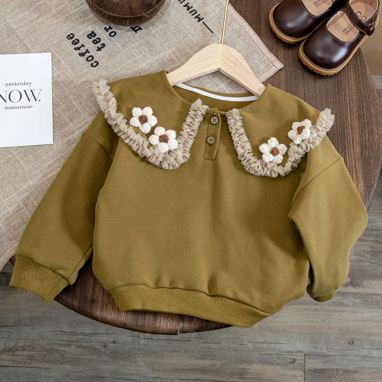 thumbnail image 1 of Autumn Toddler Girl Pullover Sweatshirt Casual Flowers Printed Long Sleeve Tops Fall Spring Clothes Kids Clothes Girls, 1 of 6