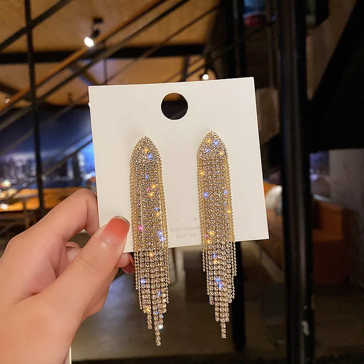 Dangle Earrings Geometric Triangle European and American Fashion Long Tassel