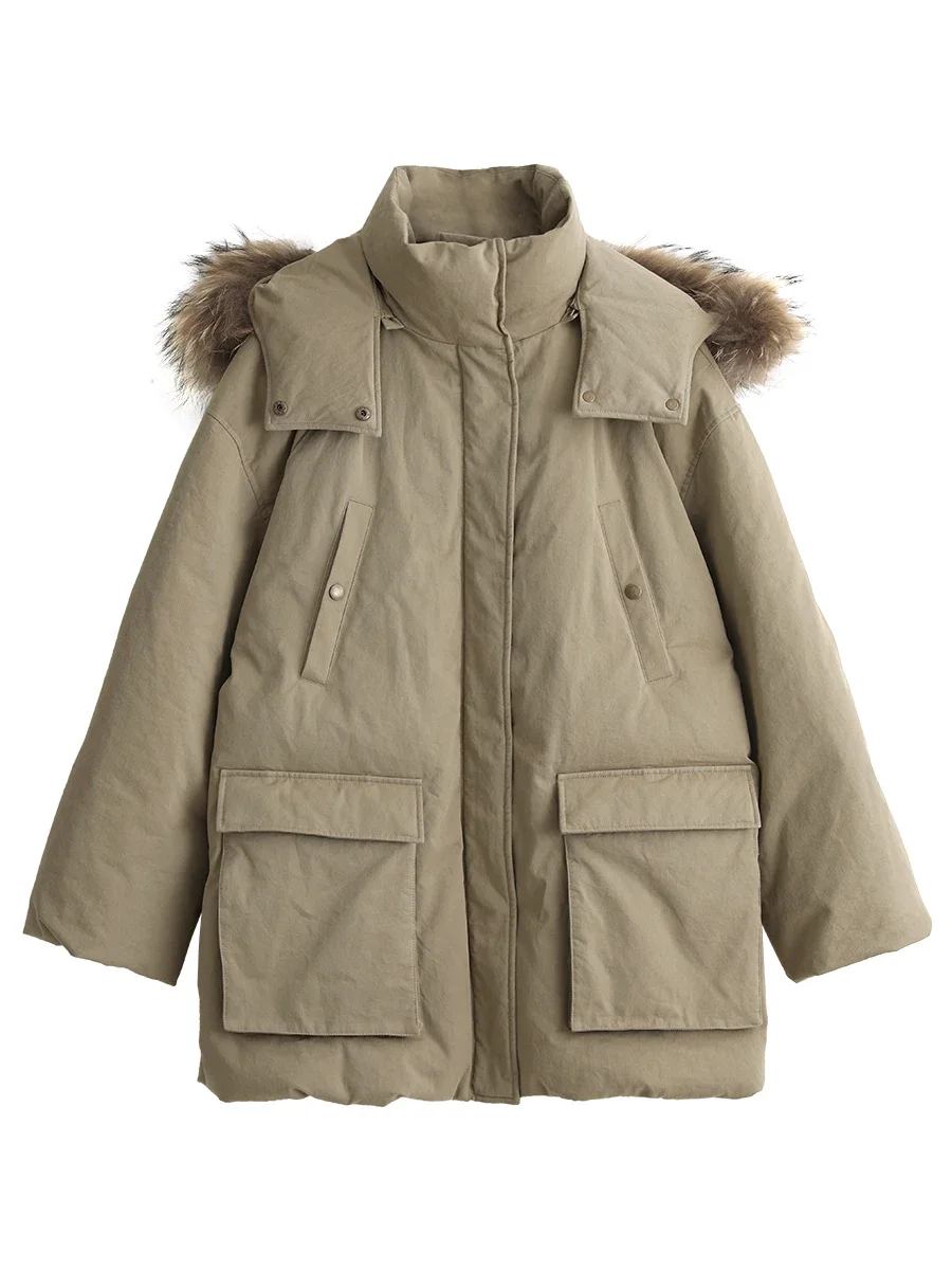 CHIC VEN Women Down Coats Solid Outdoor Loose Casual Down Jacket Thickened Parka Jackets Female Overcoat Autumn Winter, down jacket