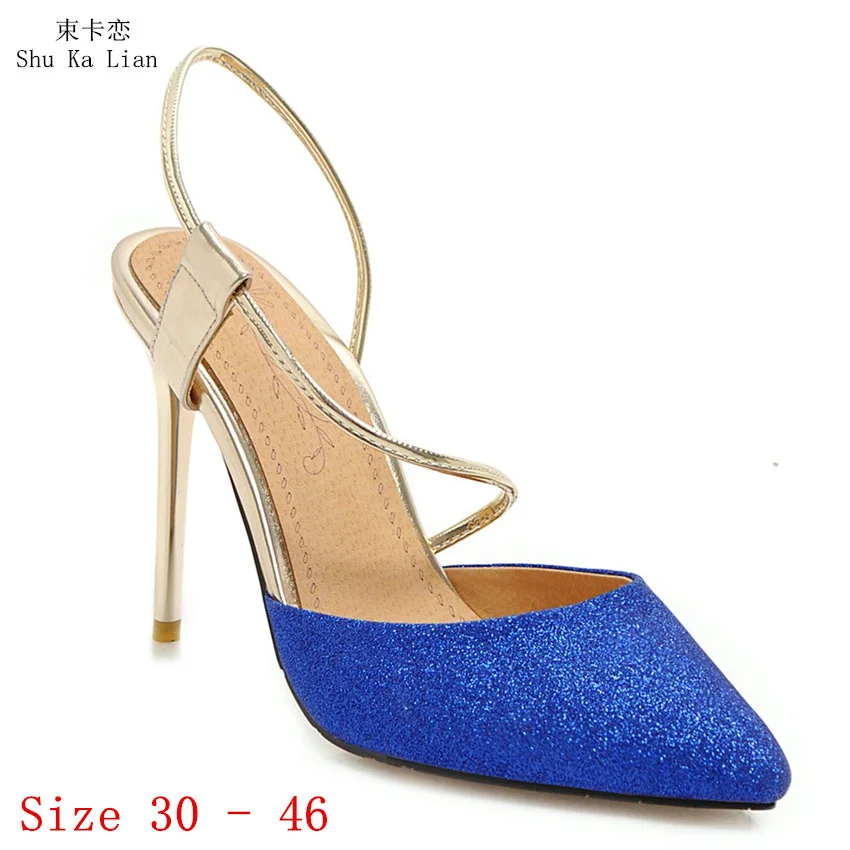 

Slingbacks High Heels Women 10 CM Pumps Shoes Sandals Woman Party Wedding Shoes Kitten Heels Small Plus Size 30 - 46