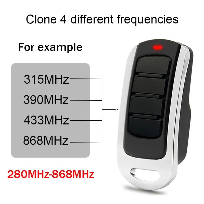 mando garaje universal multifrecuencia 4 en 1, duplicador de mando a  distancia garaje, 280 a 868 MHz,clonador, clon de codigo variable fijo NICE  CAME CLEMSA BFT FAAC GENIUS DEA DITEC ERREKA PUJOL AVIDSEN